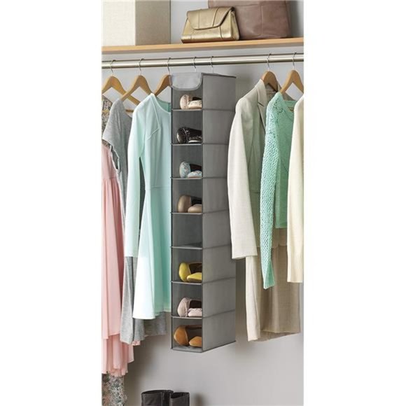 Whitmor Hanging Shoe Shelves - 8 Section - Closet Organizer - Grey - Picture 3 of 7
